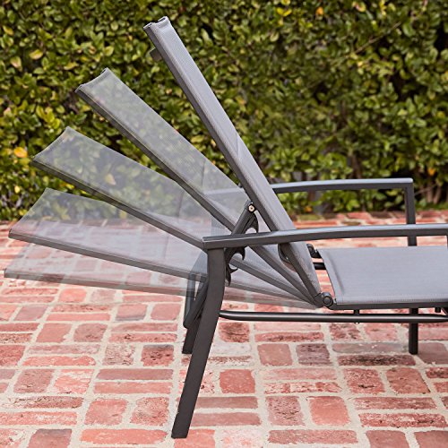 Hanover Halsted Padded Sling Chaise Lounge Chair Modern Luxury Outdoor Furniture for Patio, Backyard, Poolside Rust-Proof Aluminum Frame Weather-Resistant HALSTEDCHS-AL, Black