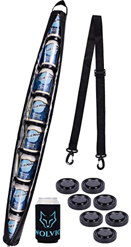 Super Large Golf Beer Sleeve for Golf Bag with 7 Reusable Cold Packs - XL-Size: 9 Cans Golf Cooler Bag - Great Golf Gift - Golf Bag Beer Cooler Sleeve - with Detachable Strap - Original Black