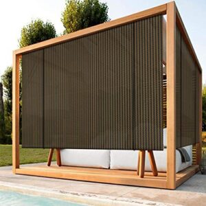 Patio Paradise Outdoor Roll up Shades Blinds Roller Shade for Porch Pergola Balcony 6'Wx6'H Pull Shade Privacy Screen Brown