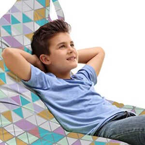 ambesonne geometric lounger chair bag, retro pastel colored mosaic stained glass like repeated triangles rhombus pattern, high capacity storage with handle container, lounger size, multicolor