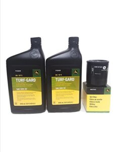 2 quarts deere turf-gard sae 10w-30 oil plus am107423 filter. fits many lawn mowers – check description