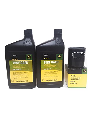 2 Quarts Deere Turf-Gard SAE 10W-30 Oil Plus AM107423 Filter. Fits Many Lawn Mowers - Check Description