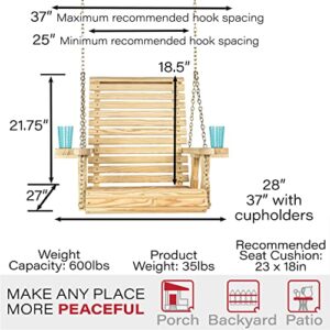 Amish Casual Heavy Duty Roll Back Pressure Treated Swing Chair with Cupholders (Unfinished)