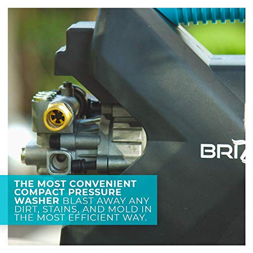 BRIZER X100 - Compact Electric Pressure Washer 1600 PSI/1.6 GPM Power Washer with Spray Gun- 25ft High Pressure Hose and Reel – Light Weight and Portable