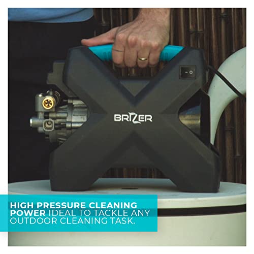 BRIZER X100 - Compact Electric Pressure Washer 1600 PSI/1.6 GPM Power Washer with Spray Gun- 25ft High Pressure Hose and Reel – Light Weight and Portable