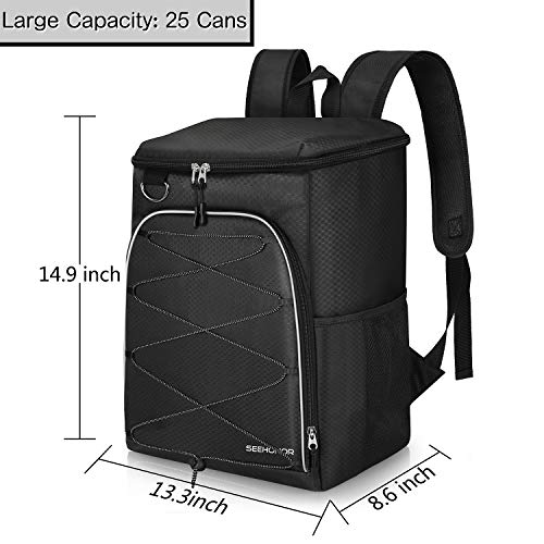 SEEHONOR Insulated Cooler Backpack Leakproof Soft Cooler Bag Lightweight Backpack Cooler for Lunch Picnic Fishing Hiking Camping Park Beach, 25 Cans