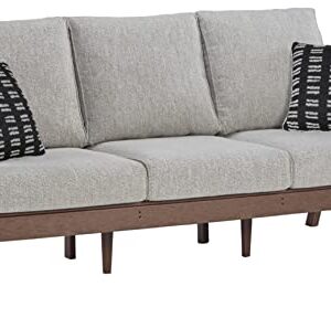 Signature Design by Ashley Outdoor Emmeline HDPE Patio Sofa with Cushion, Brown