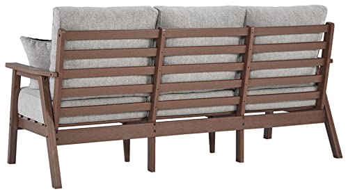 Signature Design by Ashley Outdoor Emmeline HDPE Patio Sofa with Cushion, Brown