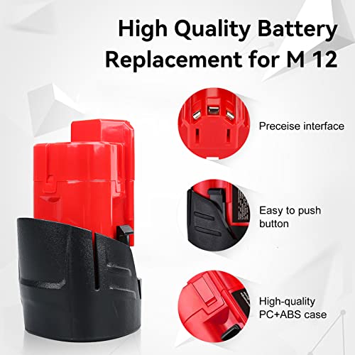 CEENR 2 Pack 3.5Ah M 12 Battery Replacement for Milwaukee 12V Battery Lithium XC M 12B Batteries 48-11-2440 48-11-2402 48-11-2440 48-11-2410 48-11-2411 12 Volt Battery Compatible w/Milwaukee M-12