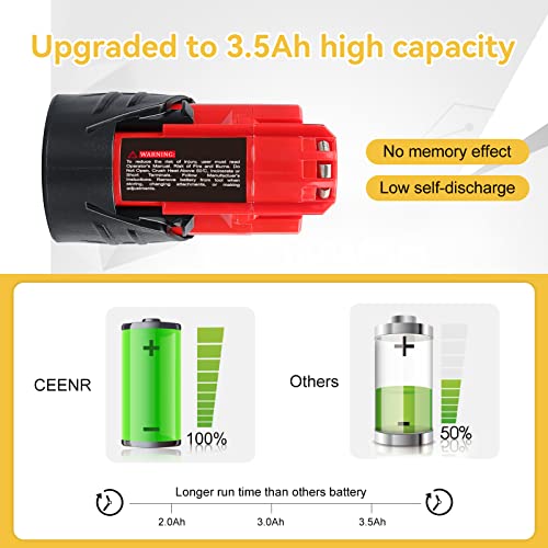 CEENR 2 Pack 3.5Ah M 12 Battery Replacement for Milwaukee 12V Battery Lithium XC M 12B Batteries 48-11-2440 48-11-2402 48-11-2440 48-11-2410 48-11-2411 12 Volt Battery Compatible w/Milwaukee M-12