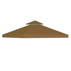 strong camel dual tier gazebo replacement 10′ x 10′ canopy top cover awning roof top cover (brown)