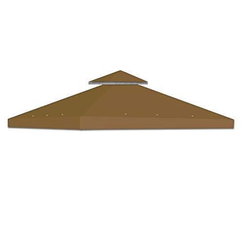Strong Camel Dual Tier Gazebo Replacement 10' x 10' Canopy Top Cover Awning Roof Top Cover (Brown)
