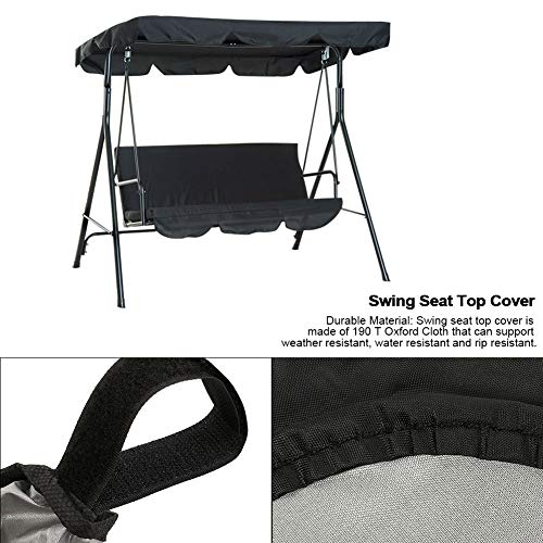 Allsor Swing Canopy Replacement, Swing Replacement Top Cover Rainproof Patio Top Cover Waterproof Replacement Canopy for Patio Yard Seat for Seat Furniture(Black)