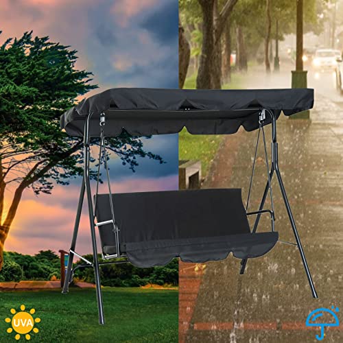 Allsor Swing Canopy Replacement, Swing Replacement Top Cover Rainproof Patio Top Cover Waterproof Replacement Canopy for Patio Yard Seat for Seat Furniture(Black)