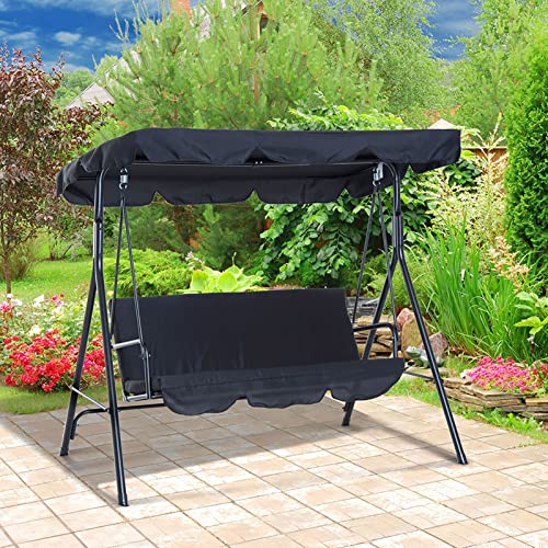 Allsor Swing Canopy Replacement, Swing Replacement Top Cover Rainproof Patio Top Cover Waterproof Replacement Canopy for Patio Yard Seat for Seat Furniture(Black)