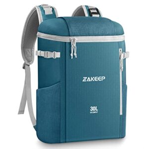 zakeep cooler backpack, 39 cans large capacity anti-leaking cooler backpack with mesh pocket, adjustable shoulder straps for camping picnics (blue)