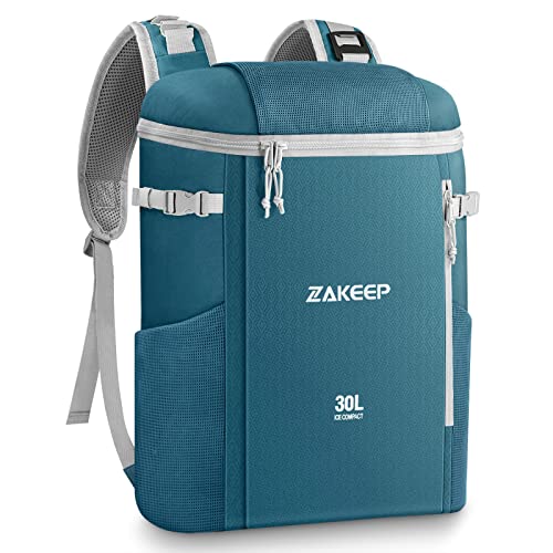 ZAKEEP Cooler Backpack, 39 Cans Large Capacity Anti-Leaking Cooler Backpack with Mesh Pocket, Adjustable Shoulder Straps for Camping Picnics (Blue)