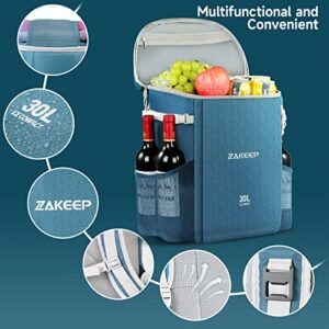 ZAKEEP Cooler Backpack, 39 Cans Large Capacity Anti-Leaking Cooler Backpack with Mesh Pocket, Adjustable Shoulder Straps for Camping Picnics (Blue)