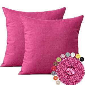 otostar pack of 2 outdoor waterproof throw pillow covers 18×18 inch garden decorative pillow covers square outdoor pillowcases patio cushion case pillows for couch tent sofa balcony decor (hot pink)