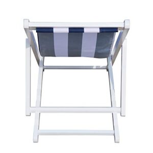 Outdoor Folding Chairs, Adjustable Populus Wood Patio Sling Chairs Outdoor, Folding Sling Lounge Chairs for Outside, with Broad Blue Stripe