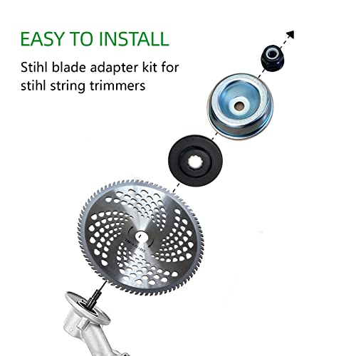 AI.YUYU Upgrade 2-Set 10" x 80T Carbide Tip Brush Cutter Blade with The Universal Adapter Kit for Cutter, Trimmer, Weed Eater (2 Different Adapter Kits Totaling 9 Parts)