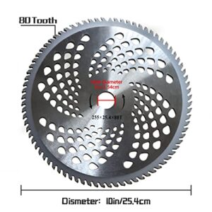 AI.YUYU Upgrade 2-Set 10" x 80T Carbide Tip Brush Cutter Blade with The Universal Adapter Kit for Cutter, Trimmer, Weed Eater (2 Different Adapter Kits Totaling 9 Parts)