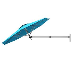 tangkula 8 ft wall mounted patio umbrella, outdoor wall umbrella with adjustable pole, tilting sunshade umbrella with wind vent, ideal for garden balcony yard (turquoise)