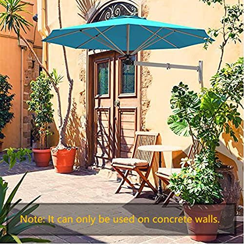 TANGKULA 8 FT Wall Mounted Patio Umbrella, Outdoor Wall Umbrella with Adjustable Pole, Tilting Sunshade Umbrella with Wind Vent, Ideal for Garden Balcony Yard (Turquoise)