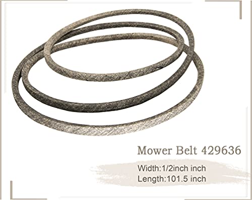 429636 197253 Mower Belt, Lawn Mower 42'' Deck Drive Belt, Compatible for Craftsman Husqvarna AYP Poulan 429636 197253 532197253 532429636, for John Deere M84136 M87323 1/2"X102"(0.5"x102")