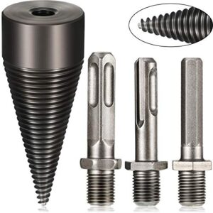 3 pieces 42 mm wood splitting drill bit black metal drill screw cone driver firewood log splitter drill bit set electric wood chopping tool for household electric drill cutting holes