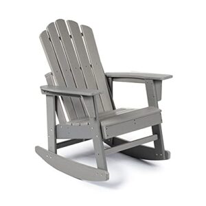 titan great outdoors everwood hilltop platinum grey curve back poly adirondack rocking chair