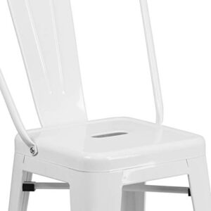 Merrick Lane Dothan Series White 24" High Metal Counter Height Stool with Removable Back for Indoor-Outdoor Use