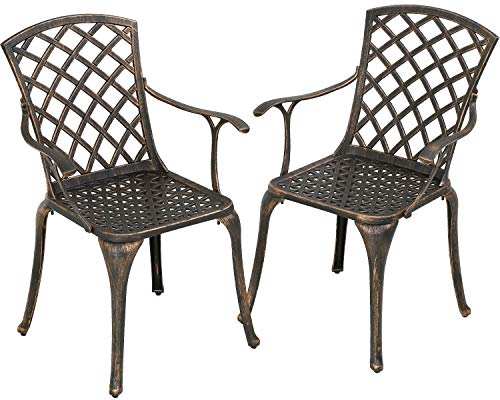 FDW Patio Chairs Dining Chairs Set of 2 Outdoor Chair Wrought Iron Patio Furniture Patio Furniture Chat Set Weather Resistant