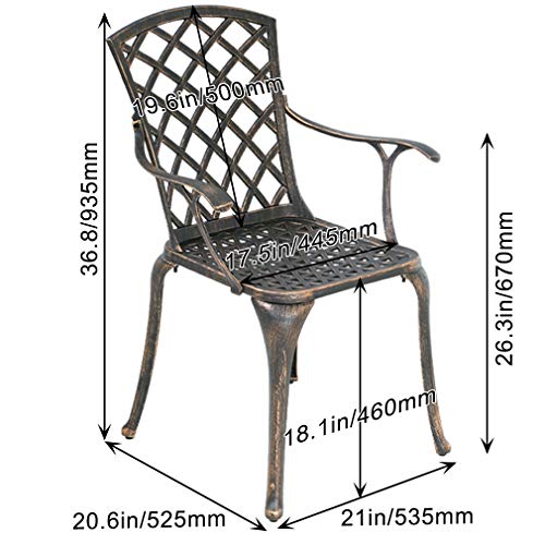 FDW Patio Chairs Dining Chairs Set of 2 Outdoor Chair Wrought Iron Patio Furniture Patio Furniture Chat Set Weather Resistant