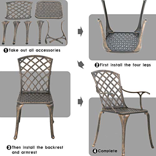 FDW Patio Chairs Dining Chairs Set of 2 Outdoor Chair Wrought Iron Patio Furniture Patio Furniture Chat Set Weather Resistant