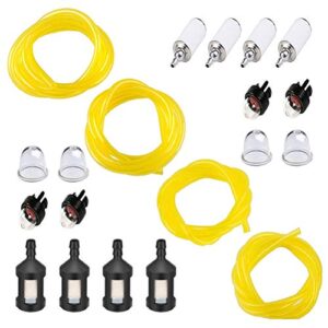 qiuye 20 feet fuel lines hose 4 sizes with fuel filter and primer bulb,replacement set for chainsaw string trimmer leaf blower lawnmower common 2 cycle small engine fuel line1