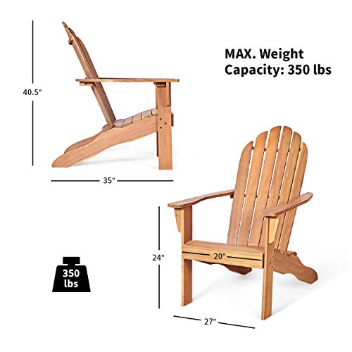 Giantex Adirondack Chair Set of 4 Acacia Wood Outdoor Chairs with 350 lbs Weight Capacity, Lounge Chair Armchair for Yard, Patio, Garden, Poolside, Balcony, Deck Fire Pit Chairs, Natural