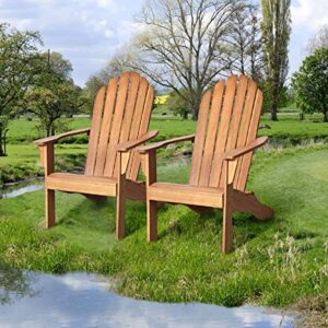 Giantex Adirondack Chair Set of 4 Acacia Wood Outdoor Chairs with 350 lbs Weight Capacity, Lounge Chair Armchair for Yard, Patio, Garden, Poolside, Balcony, Deck Fire Pit Chairs, Natural