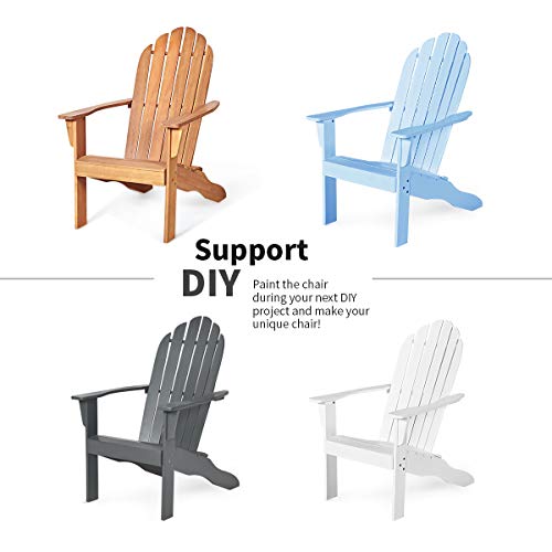 Giantex Adirondack Chair Set of 4 Acacia Wood Outdoor Chairs with 350 lbs Weight Capacity, Lounge Chair Armchair for Yard, Patio, Garden, Poolside, Balcony, Deck Fire Pit Chairs, Natural