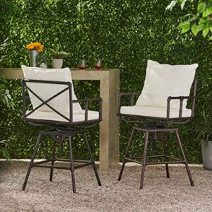 Christopher Knight Home Northrup Pipe Outdoor Adjustable Barstools, 2-Pcs Set, Black Copper