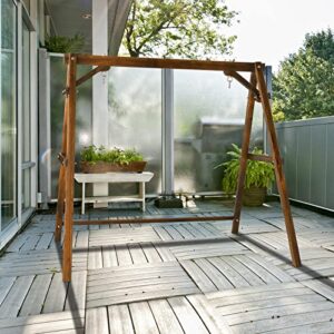 Outvita Porch Swing Stand, 67" Wooden Swing Frame with Extra Bottom Connection Board and Stable A Frame for Patio, Porch, Backyard 600lbs Capacity