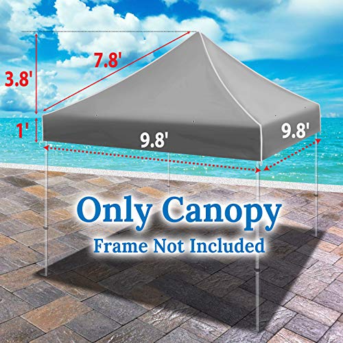 BenefitUSA Ez pop Up Instant Canopy 10'X10' Replacement Top Gazebo EZ Canopy Cover Patio Pavilion Sunshade Polyester (Grey)