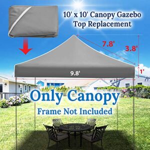 BenefitUSA Ez pop Up Instant Canopy 10'X10' Replacement Top Gazebo EZ Canopy Cover Patio Pavilion Sunshade Polyester (Grey)