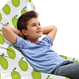 lunarable fruits lounger chair bag, fresh and ripe green apples graphic simple design, high capacity storage with handle container, lounger size, apple green lime green