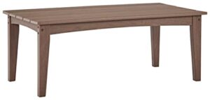 signature design by ashley emmeline outdoor hdpe patio coffee table, brown