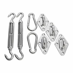 bluedot trading quality shade sail hardware kit for square or rectangle, 316 stainless steel, shade sails to attach to any structure, tree, or over pole