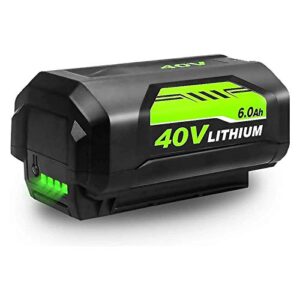 Upgraded to 6.0Ah OP4026 40 Volt Lithium Replacement Battery Compatible with Ryobi 40V Battery OP4050A OP40601 OP4026A OP4040 OP4030 OP4050 OP4015 OP40261 OP40201 OP40301 OP40401 with LED Indicator