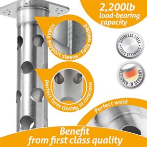 4smile Umbrella Base - Stainless Steel In-Ground Umbrella Stand, Made in Germany, 2,200lbs load-bearing - Secure mounting solution for every Cantilever Umbrella