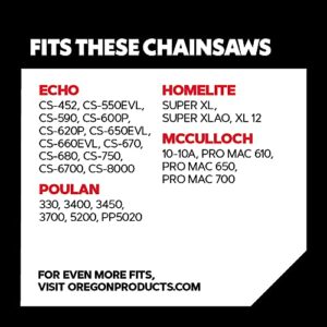 Oregon D70 AdvanceCut Chainsaw Chain for 20-Inch Bar – 70 Drive Links, Replacement Low-Kickback Chainsaw Blade, .050 Inch Gauge, 3/8 Inch Pitch, fits Several Poulan Pro & Echo Models (D70)