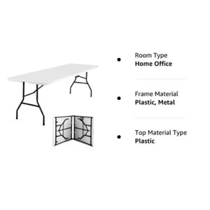 FDW 8FT Folding Table Camping Table Plastic Foldable Table Picnic Table for Outdoor Office Parties Camping